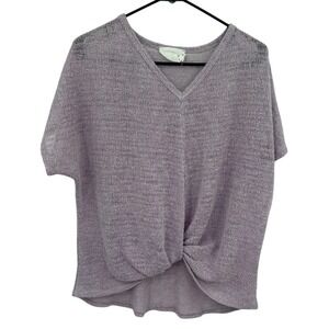 Open Knit Twist Front Sweater Top M Fairy Purple Soft Romantic Layering